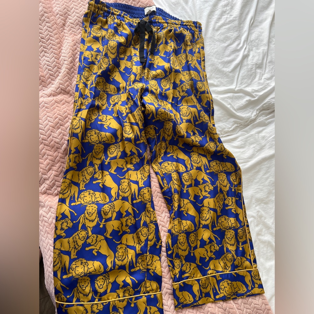 J Crew Collection silk pants lion print